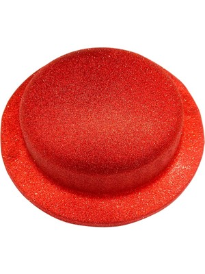 Empressco Iki Adet Kırmızı Yuvarlak Plastik Parti Şapkası, Simli ve Şık Tasarım.