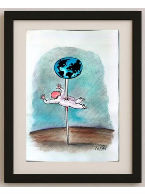 Karikatural Cristian Topan 29X21CM Orijinal Karikatür Tablo