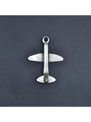 Alooya Minimal Uçak Gümüş Kaplama Kolye Ucu