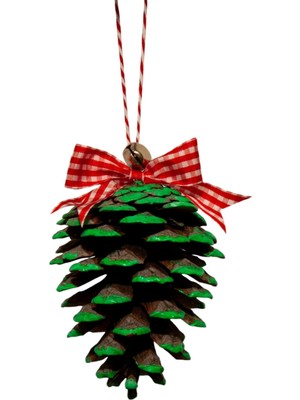 Empressco Yılbaşı Ağacı Süsü Kozalak Seti, 6'lı, Yeşil Kenar Renkli, Şık ve Doğal Görünüm