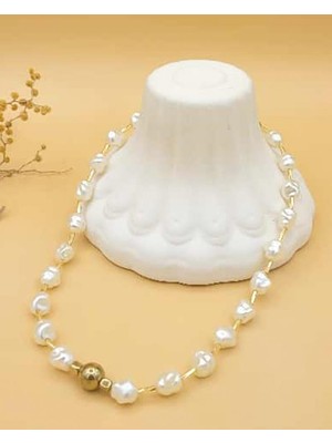 Nevoka El Yapımı Barok Inci Gold Kolye