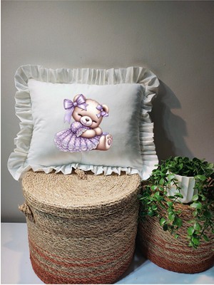 Moda Lime Isme Özel Baskılı Fırfırlı Bebek Dolgulu Yastık Hediyelik (Takı Yastığı Olarakta Kullanılabilir)