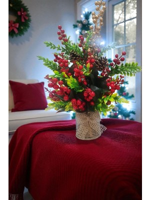 Empressco El Yapımı Hasır Sepette Renkli Kokina Aranjmanı, Yılbaşı ve Hediye Seçeneği