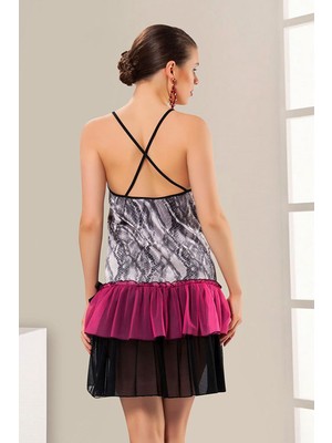 Çamaşır Kenti Renkli Dantel Gecelik - 616