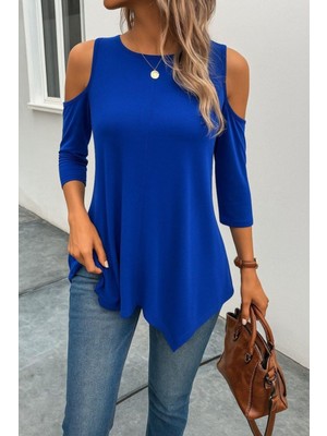 Mossta Omuz Dekolteli Asimetrik Kesim Viskon Bluz - Saks