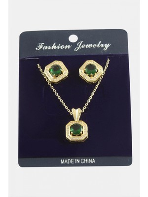 Marsilyan Kare Zirkon Taşlı Set Kolye