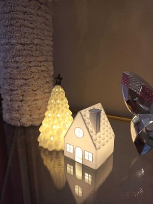 Empressco Yılbaşı Dekorasyon Seti, LED Mumlar ve Çam Ağacı, 7-11 Cm, Beyaz Renk