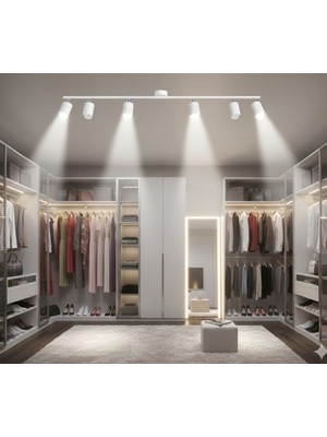 GU10 Altılı 6 Lı Hareketli Başlık 150 cm Beyaz Modern LED Tavan Spot Avize Tasarruflu LED Ampul