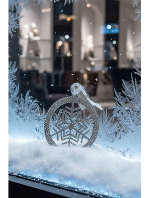 Empressco Renkli Kristal Halkalı Gümüş Kar Tanesi Süs, Yılbaşı ve Ağaç Dekoru
