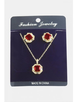 Marsilyan Kare Zirkon Taşlı Set Kolye