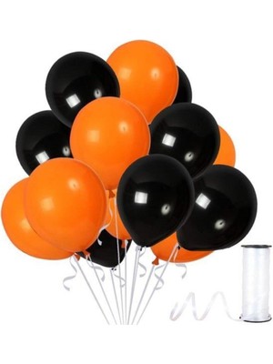 Empressco Turuncu-Siyah Metalik Sedefli Balon, 30 Adet, Şık ve Canlı Seçenek