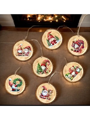 Empressco 6'lı Ahşap Yılbaşı Çam Ağacı Süsü Seti, 8 Cm, Yılbaşı Temalı, Karma Modeller