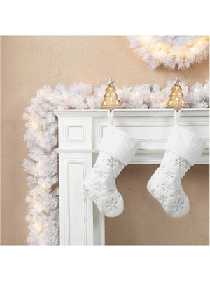 Empressco 270 cm Yılbaşı Çam Dalı, Beyaz Garland ve 200 Dal Süsleme ile Dekorasyon Için