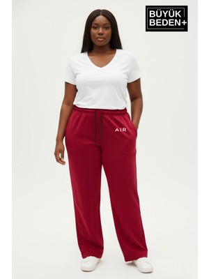 Superlife Kadın Büyük Beden Rahat Kesim Paça Reçme Ar Baskılı Beli Lastikli Eşofman Altı SPR26EAK952-1