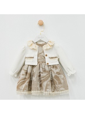 ministok Milano Bolerolu Fırfır Yakalı Kız Bebek Elbise