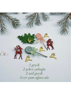 Empressco Yılbaşı Süs Seti 13 Parça Renkli Geyik ve Şeker Çubuğu Dekorasyon Seti