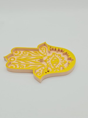 CHARM3D Dekoratif Fatma'nın Eli (Hamsa) Figürlü Çubuk Tütsülük - Nazar Temalı Altın/bej Tasarım