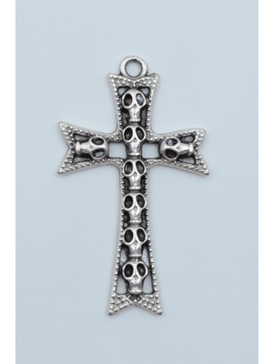 Alooya Kuru Kafalı Haç Gümüş Kaplama Kolye Ucu