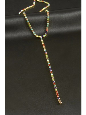 Marsilyan Şerit Taşlı Çelik Y Kolye 2 mm