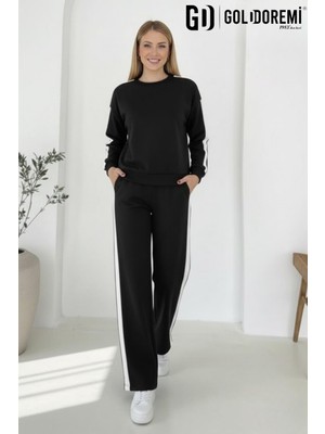 Gd Goldoremi 040 Modal Kadın Şerit Detaylı Kolları Manşetli Bol Kesim Eşofman Takım