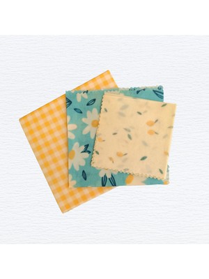 Tekrar Kullanabilen Doğal Balmumlu Gıda Saklama Kumaşı- 3'lü Karma Set