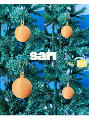 Empressco 8'li Sarı Yılbaşı Ağaç Süsü Seti, Şık ve Parlak Dekoratif Süsler