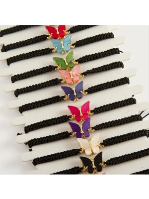 Marsilyan Kelebek Sedef Makrome Örgülü Bileklik