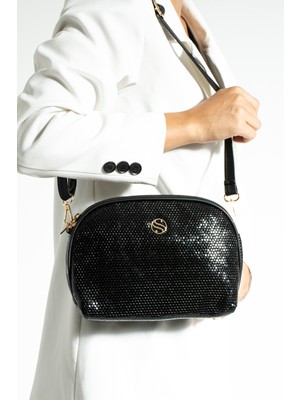 Sanmorris Kadın Çapraz Askılı 3 Gözlü Çift Metal Fermuarlı Gold Aksesuarlı Şık Omuz Çantası