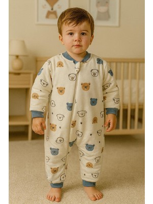Ayıcık Detaylı Yumuşak Dokulu Dolgulu Unisex Uyku Tulumu