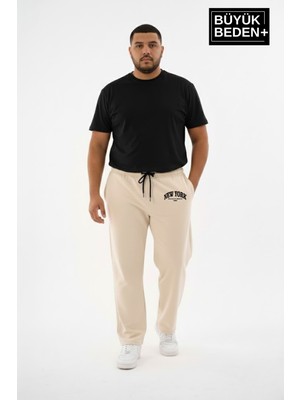 Superlife Erkek Büyük Beden New York Baskılı Rahat Kesim Lastikli Bel Paça Reçme Eşofman Altı SPR26EA952-5