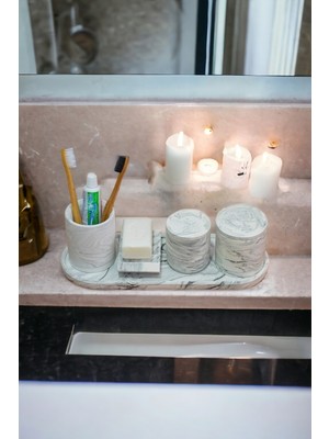 Trust Stone Mermer Desen Beton Banyo Seti,takı Kutusu