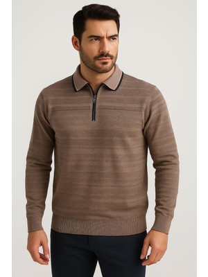 Ette Fermuarlı Polo Yakalı Kazak