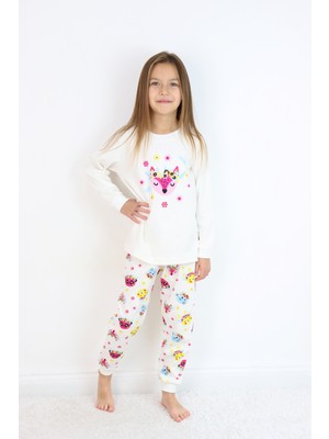 Harika Kids Kız Çocuk Orta Kalınlıkta Basic Baskılı Pijama Takımı