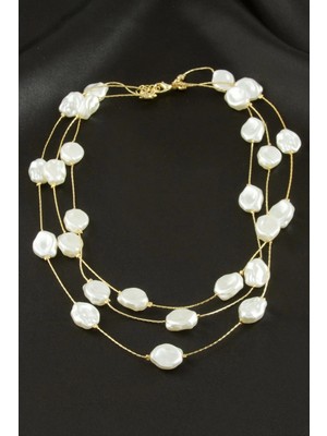 Marsilyan Oval Inci Üçlü Kolye