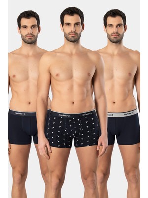 Cacharel Erkek Desenli Likralı Boxer 3'lü Paket 1339/LACIVERT 6