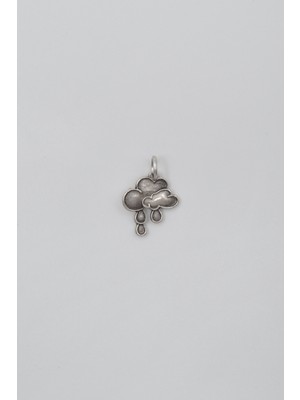 Alooya Bulut ve Yağmur Damlası Kolye Ucu - Antik Gümüş Kaplama - Kadın Erkek