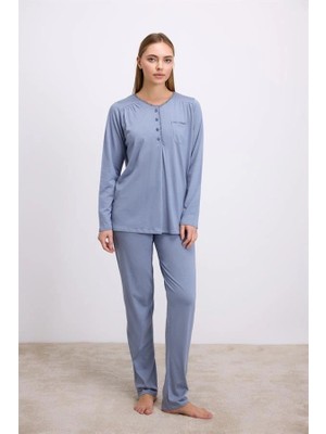 Will Like Modal Pamuklu Uzun Kollu Düğmeli 2'li Pijama Takımı