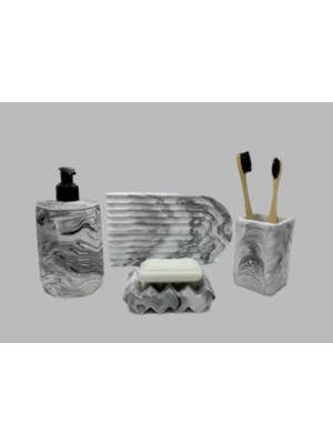 Trust Stone Mermer Desen 4 Lü Beton Banyo Seti