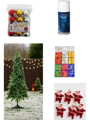 Empressco 120 cm Yılbaşı Çam Ağacı ve Süsler Seti, Kar Spreyi ile Kutlama Dekoru