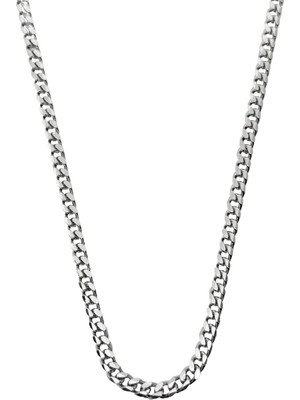 Oya Silver Beyaz Altın Kaplama Gurmet Gümüş Zincir Kolye & Bileklik Seti 4mm [bgzk-4mm-Ky]