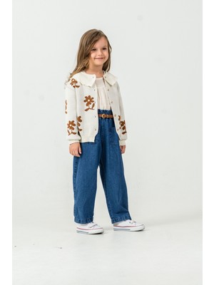 Harika Kids Kız Çocuk Triko Hırka-Gömlek-Kot Pantolon 3'lü Takım