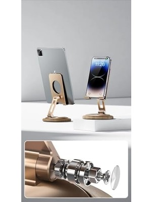 Storemax Profesyonel Tok Aliminyum Stand Ahşap Tabanlı Model A Sınıfı Malzeme Döner Tablet Telefon Standı Masaüstü Stand Katlanabilir Cep Telefon Tutucu (JR-H102 - Rose)