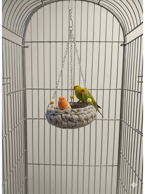 Hayke Ikonixpet El Örmesi Kuş Salıncağı ve Yatağı - Muhabbet Kuşu ve Papağan Için Zincirli Asmalı Konforlu Yuva