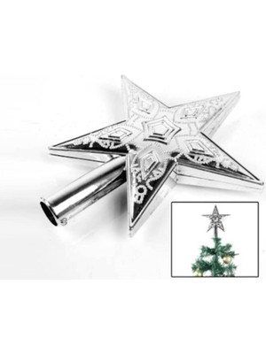 Empressco Gri Yılbaşı Ağacı Tepe Yıldızı Süsü, Şık ve Parlak Dekorasyon Aksesuarı