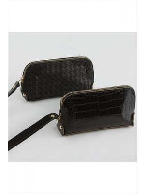 Marsilyan Karışık Desenli Siyah Dikdörtgen Deri Cüzdan