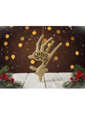 Empressco Şık Altın Renkli Geyik Boynuzu Yılbaşı Süsü, Tekli Dekoratif Aksesuar