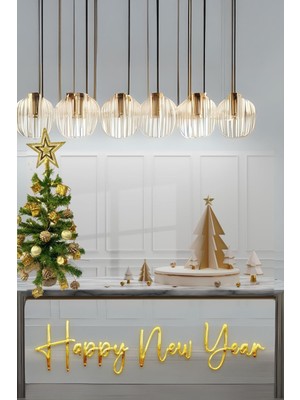 Empressco Altın Renkli Süslü Çam Ağacı, 40 Cm, 25 Parça Jüt ve Işıkla Dekorasyon Keyfi