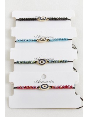 Marsilyan Nazar Kristal Makrome Ip Bileklik