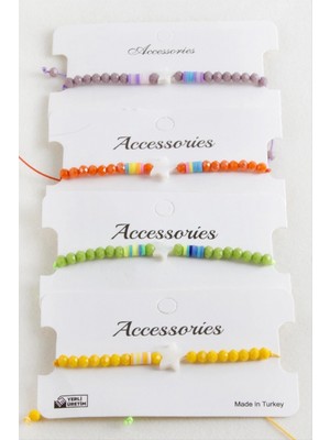 Marsilyan Yıldız Sedef Kristal Makrome Ip Bileklik