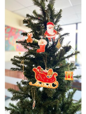 Empressco Renkli Ahşap Yılbaşı Süsleri, 8 Parça Dekoratif Takım